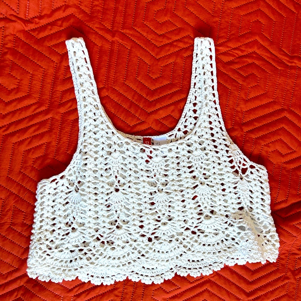 H&M white knitted crop top